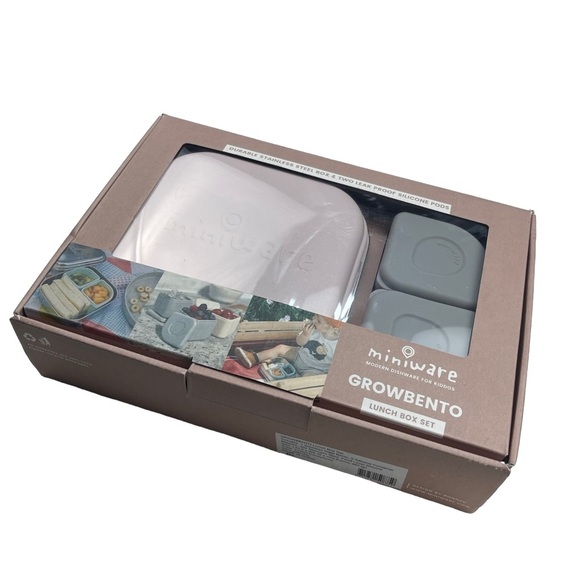 NWT Miniware Grow Bento Silicone Lunch Set Cotton Candy / Gray - Picture 1 of 4